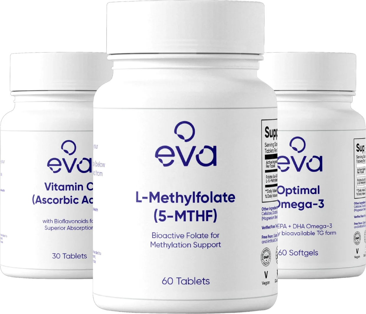 EVA™ personalised supplement bottles built from DNA and blood biomarker data